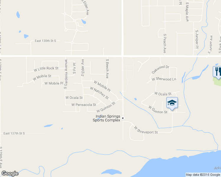 map of restaurants, bars, coffee shops, grocery stores, and more near 2312 West Mobile Place in Broken Arrow