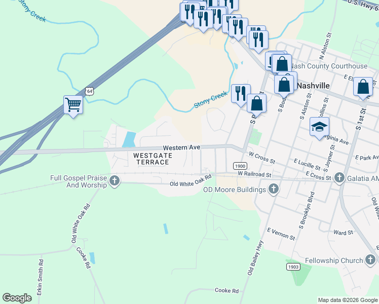 map of restaurants, bars, coffee shops, grocery stores, and more near 607 Western Avenue in Nashville