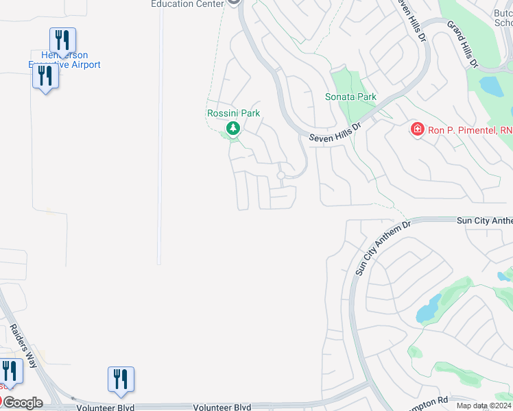 map of restaurants, bars, coffee shops, grocery stores, and more near 1595 Raining Hills Street in Henderson