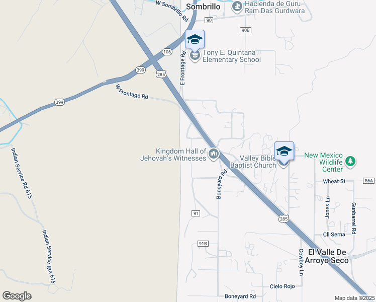 map of restaurants, bars, coffee shops, grocery stores, and more near 6B Camino Robado in Española