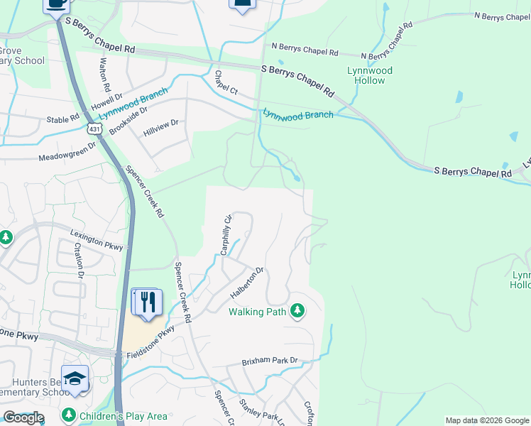 map of restaurants, bars, coffee shops, grocery stores, and more near 101 Hampsted Lane in Franklin