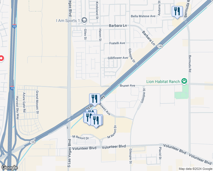 map of restaurants, bars, coffee shops, grocery stores, and more near 12128 Frost Lime Road in Las Vegas