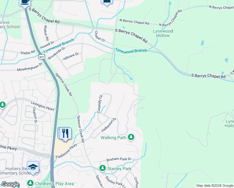 map of restaurants, bars, coffee shops, grocery stores, and more near 101 Hampsted Lane in Franklin