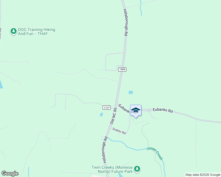 map of restaurants, bars, coffee shops, grocery stores, and more near 7305 Old NC 86 in Chapel Hill