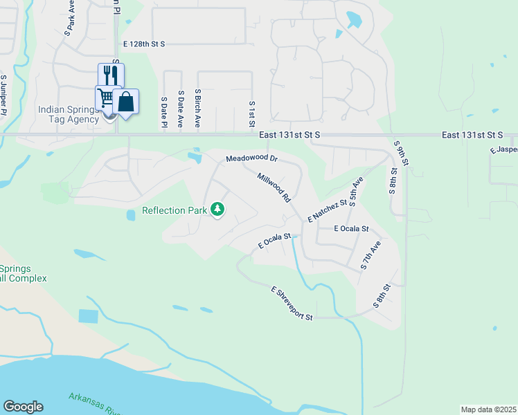map of restaurants, bars, coffee shops, grocery stores, and more near 842 Lynwood Lane in Broken Arrow