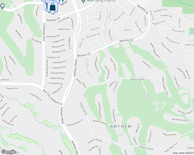 map of restaurants, bars, coffee shops, grocery stores, and more near 107 Fountainhead Circle in Henderson