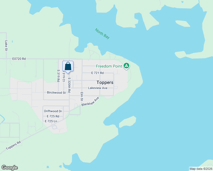 map of restaurants, bars, coffee shops, grocery stores, and more near 32353 East 722 Drive in Wagoner