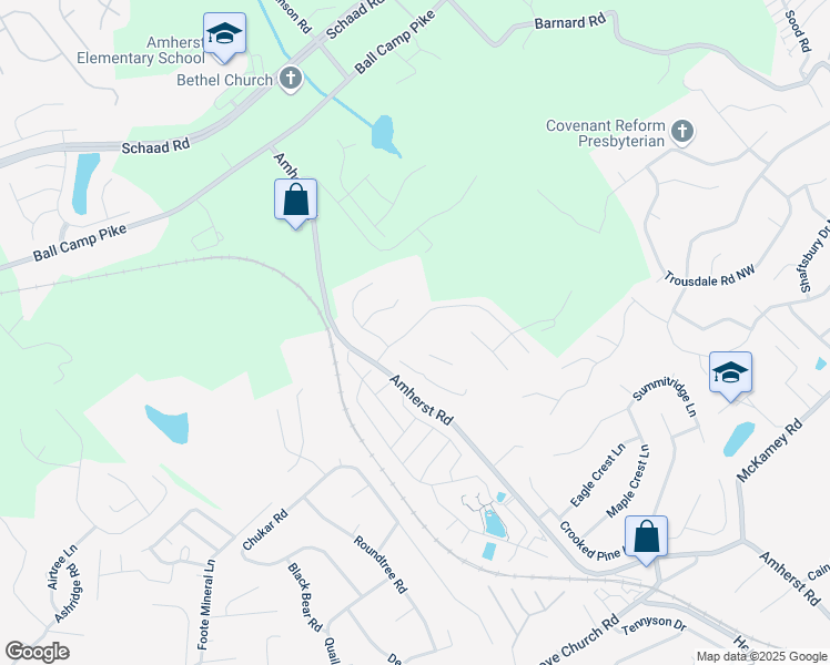 map of restaurants, bars, coffee shops, grocery stores, and more near 3016 Oakleigh Township Drive in Knoxville