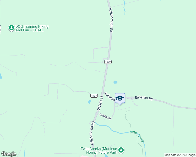 map of restaurants, bars, coffee shops, grocery stores, and more near 7305 Old NC 86 in Chapel Hill