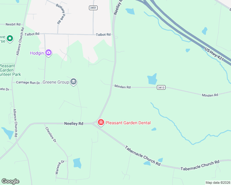 map of restaurants, bars, coffee shops, grocery stores, and more near 1840 Neelley Road in Pleasant Garden