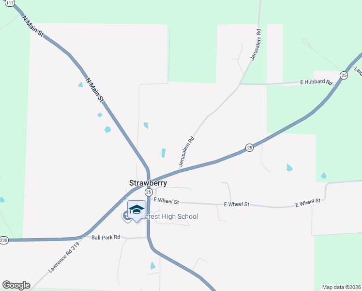 map of restaurants, bars, coffee shops, grocery stores, and more near 115 Jerusalem Road in Strawberry