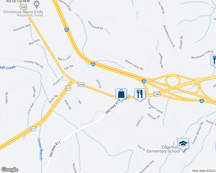 map of restaurants, bars, coffee shops, grocery stores, and more near 1360 W Highway 25 in Newport