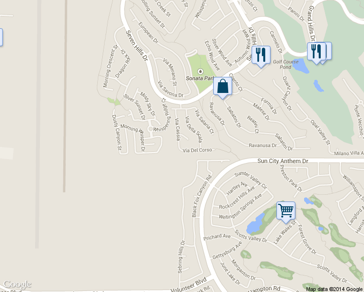 map of restaurants, bars, coffee shops, grocery stores, and more near 1550 Vía Cassia in Henderson