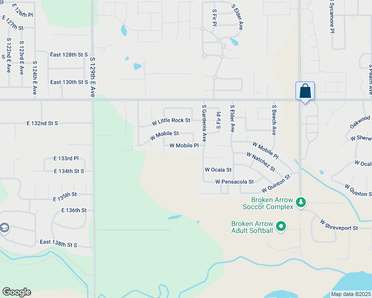 map of restaurants, bars, coffee shops, grocery stores, and more near 2901 West Mobile Place in Broken Arrow