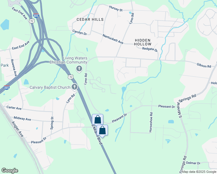 map of restaurants, bars, coffee shops, grocery stores, and more near 3240 Ivey Wood Lane in Durham