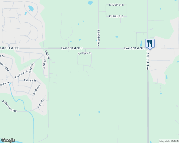 map of restaurants, bars, coffee shops, grocery stores, and more near 8215 South 14th Place in Broken Arrow