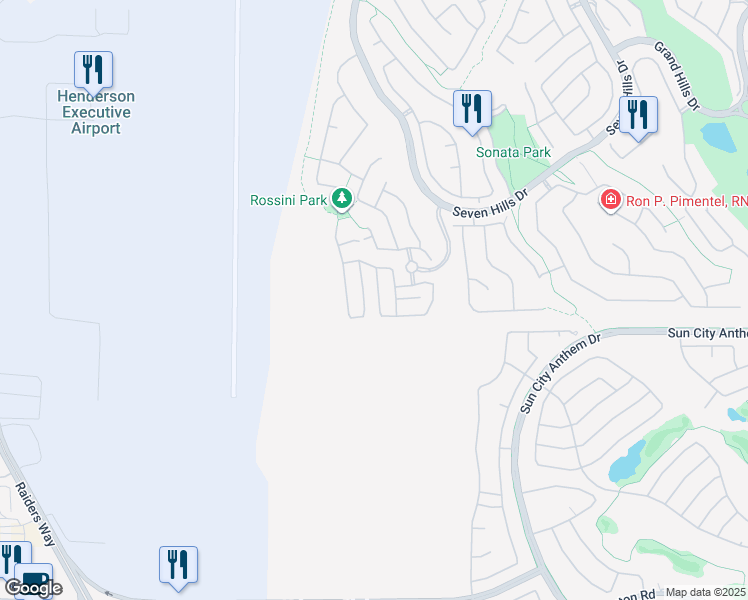 map of restaurants, bars, coffee shops, grocery stores, and more near 1583 Raining Hills Street in Henderson