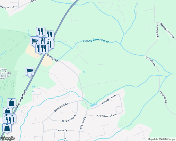 map of restaurants, bars, coffee shops, grocery stores, and more near 7301 Chester Rd in Fairview