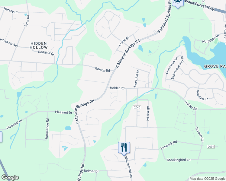 map of restaurants, bars, coffee shops, grocery stores, and more near 506 Winter Wren Lane in Durham