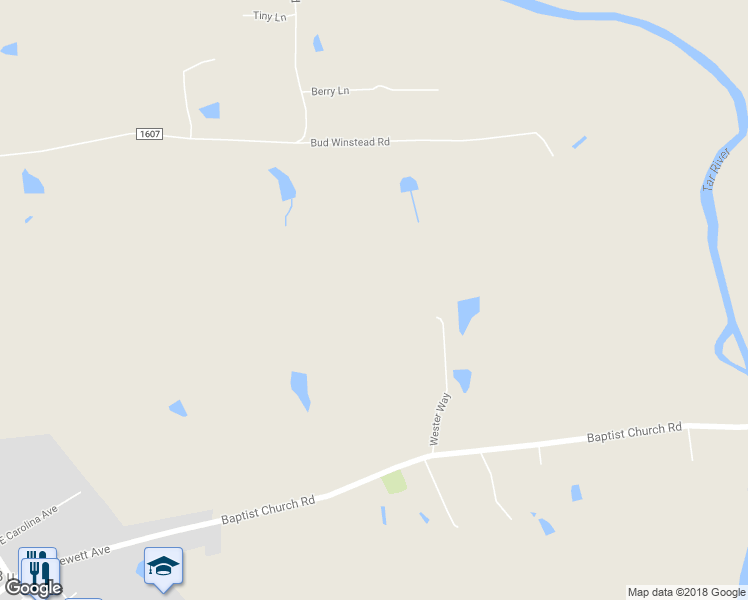 map of restaurants, bars, coffee shops, grocery stores, and more near 30 Wester Way in Bunn