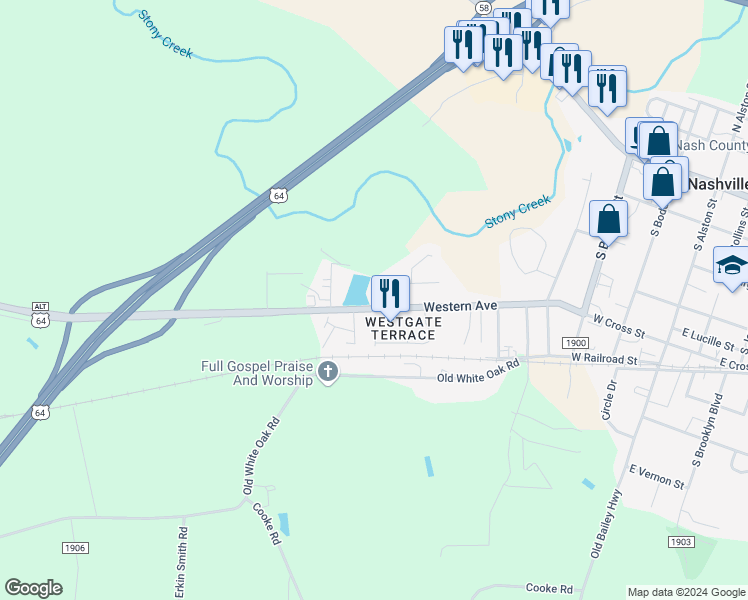 map of restaurants, bars, coffee shops, grocery stores, and more near 700 Western Avenue in Nashville