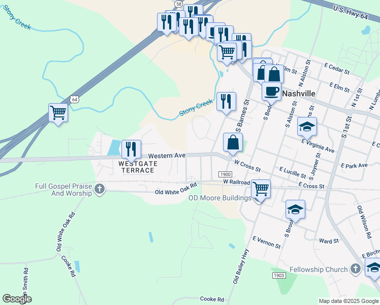 map of restaurants, bars, coffee shops, grocery stores, and more near 514 Western Avenue in Nashville