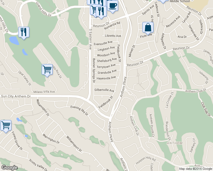 map of restaurants, bars, coffee shops, grocery stores, and more near 2553 Gilbertville Avenue in Henderson