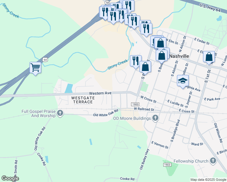 map of restaurants, bars, coffee shops, grocery stores, and more near 514 Western Avenue in Nashville
