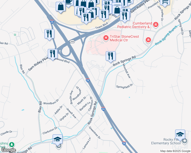 map of restaurants, bars, coffee shops, grocery stores, and more near 300 Great Circle in Smyrna