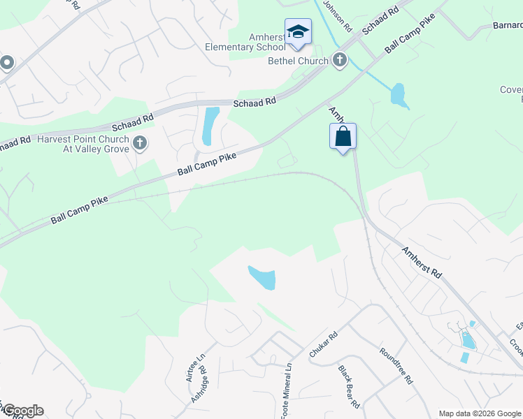 map of restaurants, bars, coffee shops, grocery stores, and more near 7510 Ball Camp Pike in Knoxville