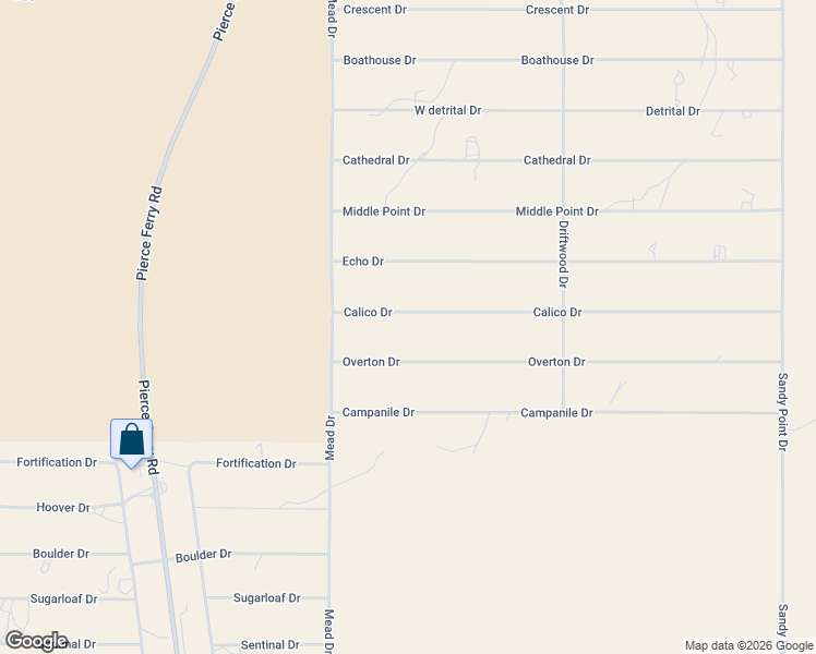 map of restaurants, bars, coffee shops, grocery stores, and more near 1221 Calico Drive in Meadview