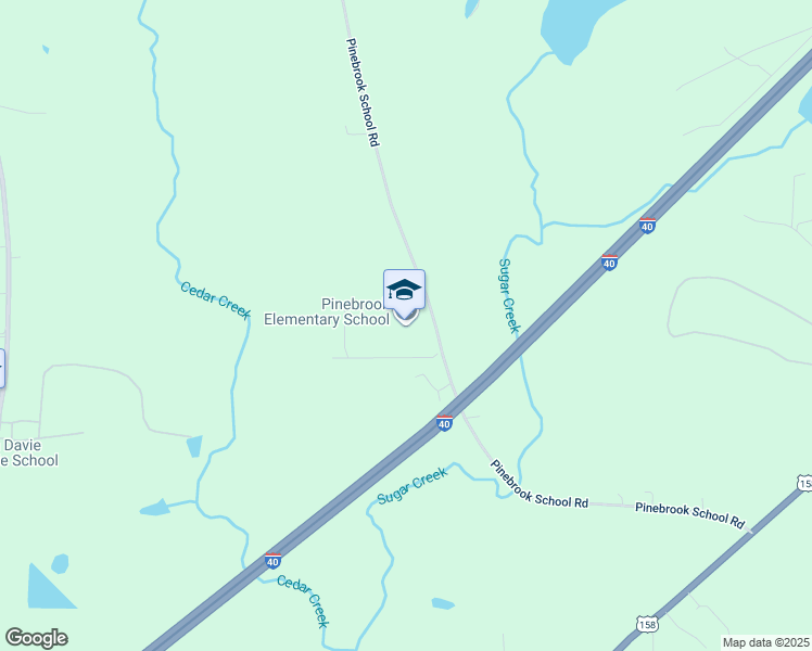 map of restaurants, bars, coffee shops, grocery stores, and more near 477 Pinebrook School Road in Mocksville