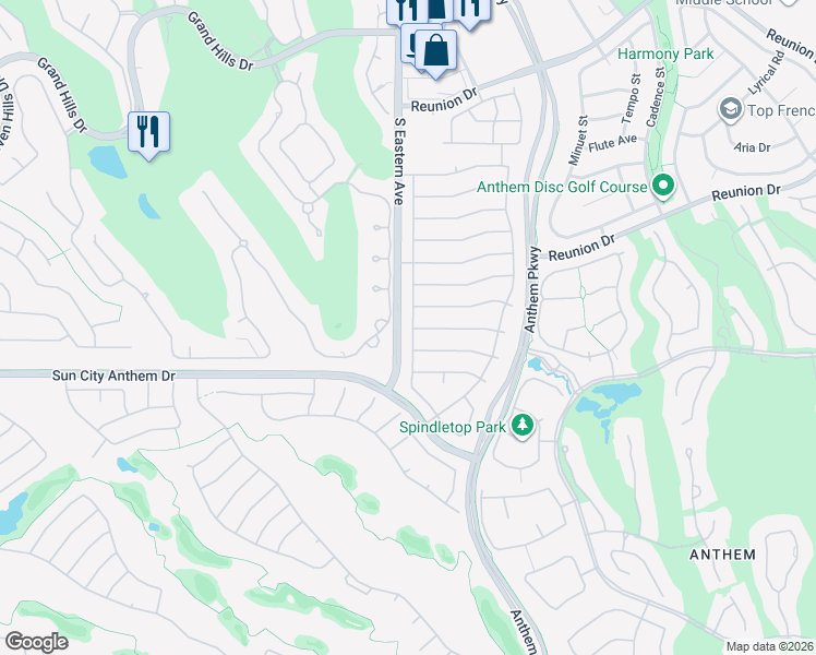 map of restaurants, bars, coffee shops, grocery stores, and more near 1513 Bonner Springs Drive in Henderson