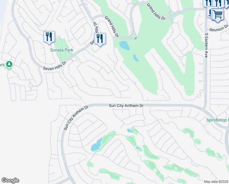 map of restaurants, bars, coffee shops, grocery stores, and more near 2886 Matese Drive in Henderson