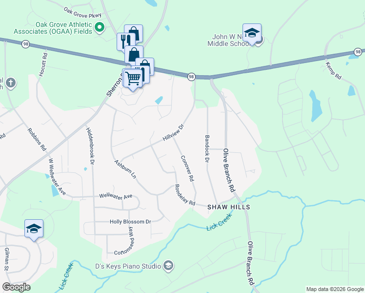map of restaurants, bars, coffee shops, grocery stores, and more near 603 Conover Road in Durham