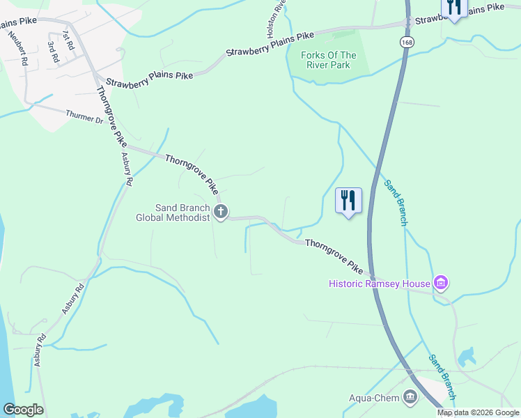map of restaurants, bars, coffee shops, grocery stores, and more near 2312 Thorngrove Pike in Knoxville