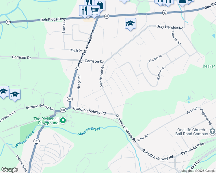 map of restaurants, bars, coffee shops, grocery stores, and more near 2703 Silent Springs Lane in Knoxville