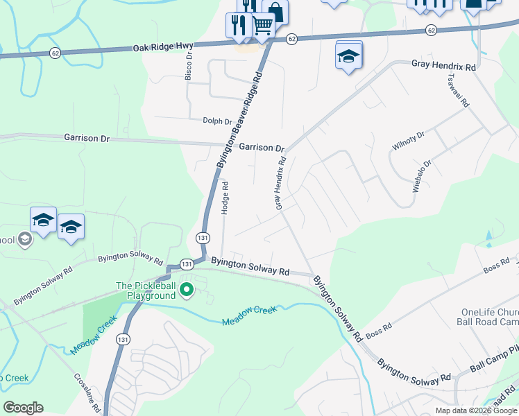 map of restaurants, bars, coffee shops, grocery stores, and more near 2701 Gray Hendrix Road in Knoxville