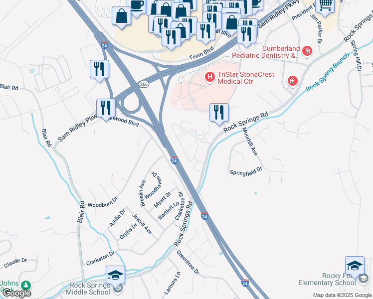 map of restaurants, bars, coffee shops, grocery stores, and more near 400 Great Circle in Smyrna