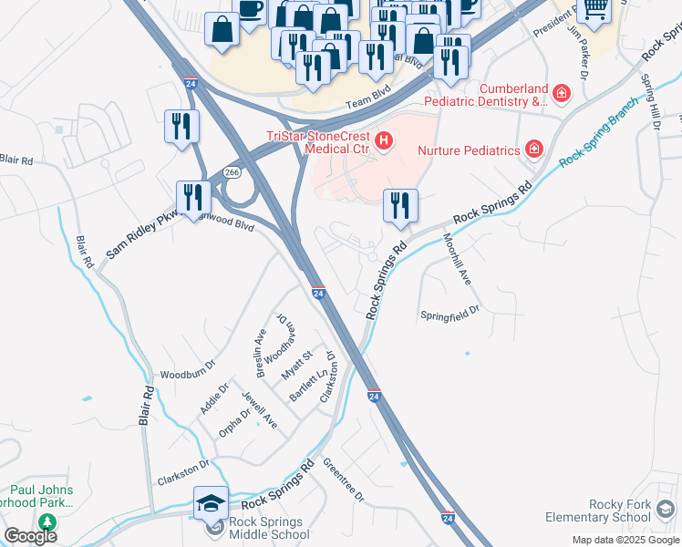map of restaurants, bars, coffee shops, grocery stores, and more near 400 Great Circle in Smyrna