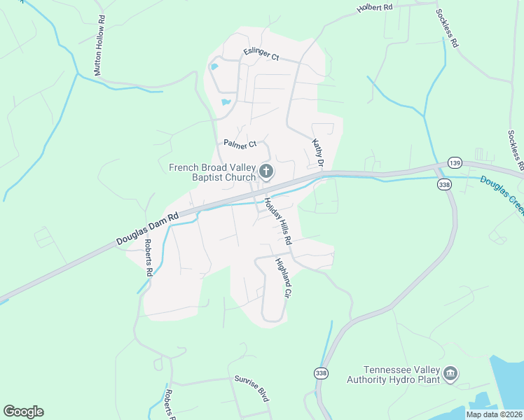 map of restaurants, bars, coffee shops, grocery stores, and more near 876 Douglas Dam Road in Sevier County