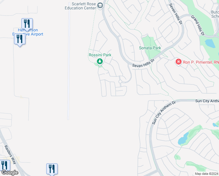 map of restaurants, bars, coffee shops, grocery stores, and more near 1571 Raining Hills Street in Henderson