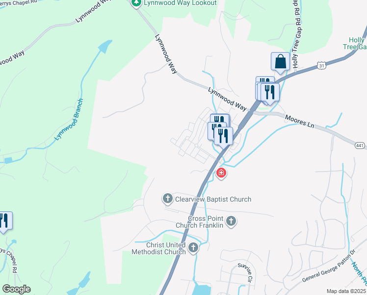 map of restaurants, bars, coffee shops, grocery stores, and more near 2426 Clare Park Drive in Franklin
