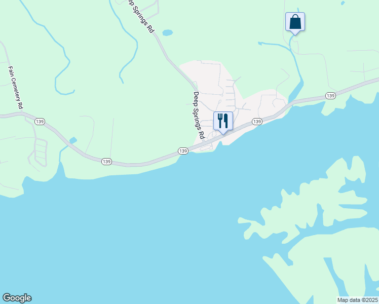 map of restaurants, bars, coffee shops, grocery stores, and more near 1501 Tennessee 139 in Dandridge