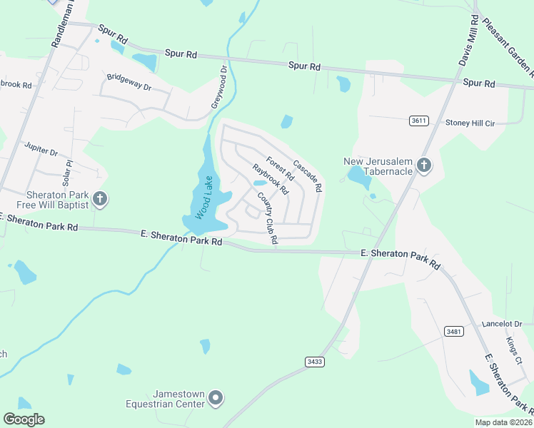 map of restaurants, bars, coffee shops, grocery stores, and more near 261 East Sheraton Park Road in Greensboro