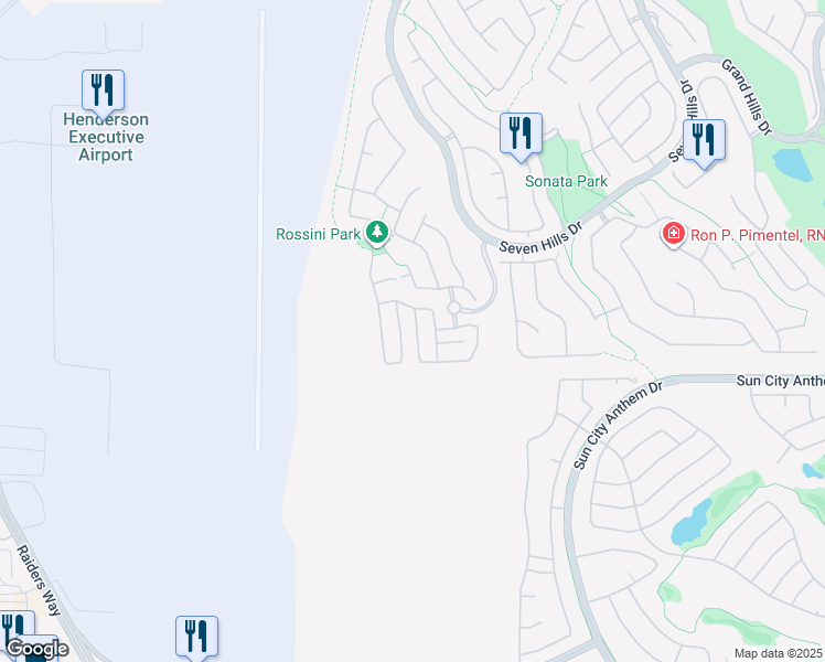 map of restaurants, bars, coffee shops, grocery stores, and more near 1571 Raining Hills Street in Henderson