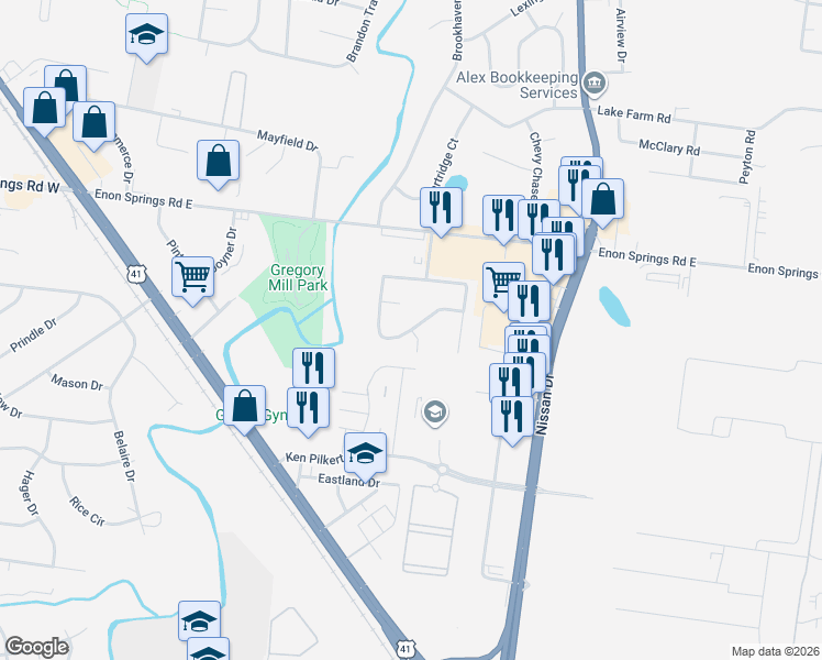 map of restaurants, bars, coffee shops, grocery stores, and more near Wellesley Court in Smyrna