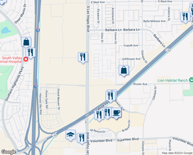 map of restaurants, bars, coffee shops, grocery stores, and more near 33 Dandy View Avenue in Las Vegas