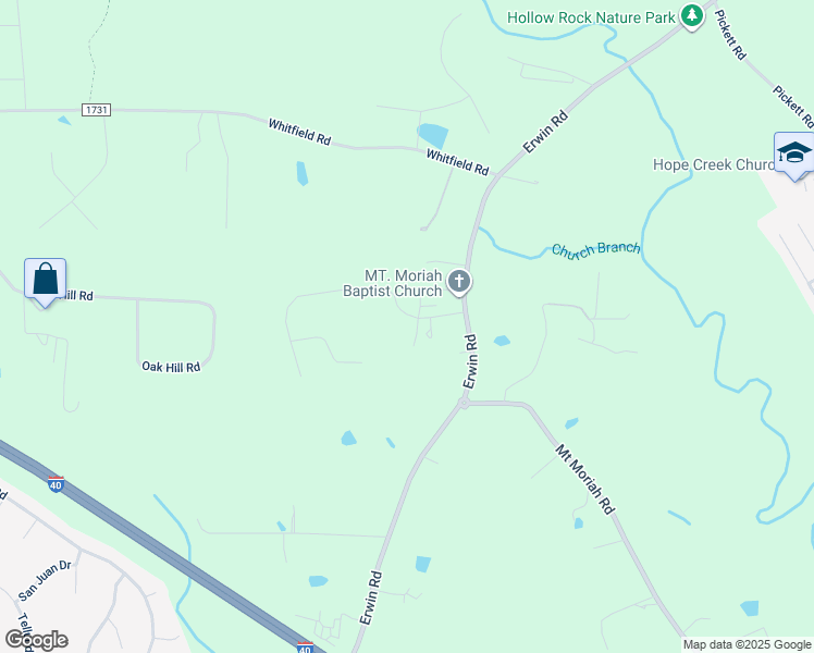 map of restaurants, bars, coffee shops, grocery stores, and more near 5005 Timberly Drive in Durham