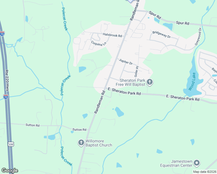 map of restaurants, bars, coffee shops, grocery stores, and more near 4503 Randleman Road in Greensboro